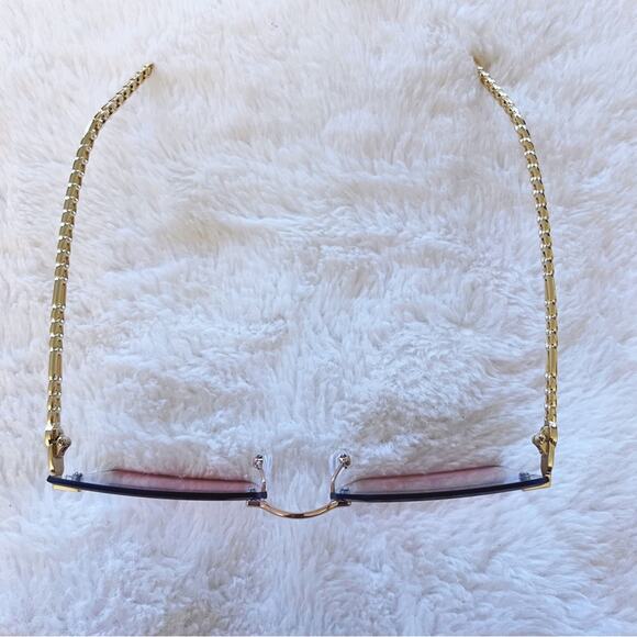 Skyla Blue & Pink Gold Chain Link Oversized Sunglasses - Picture 4 of 10